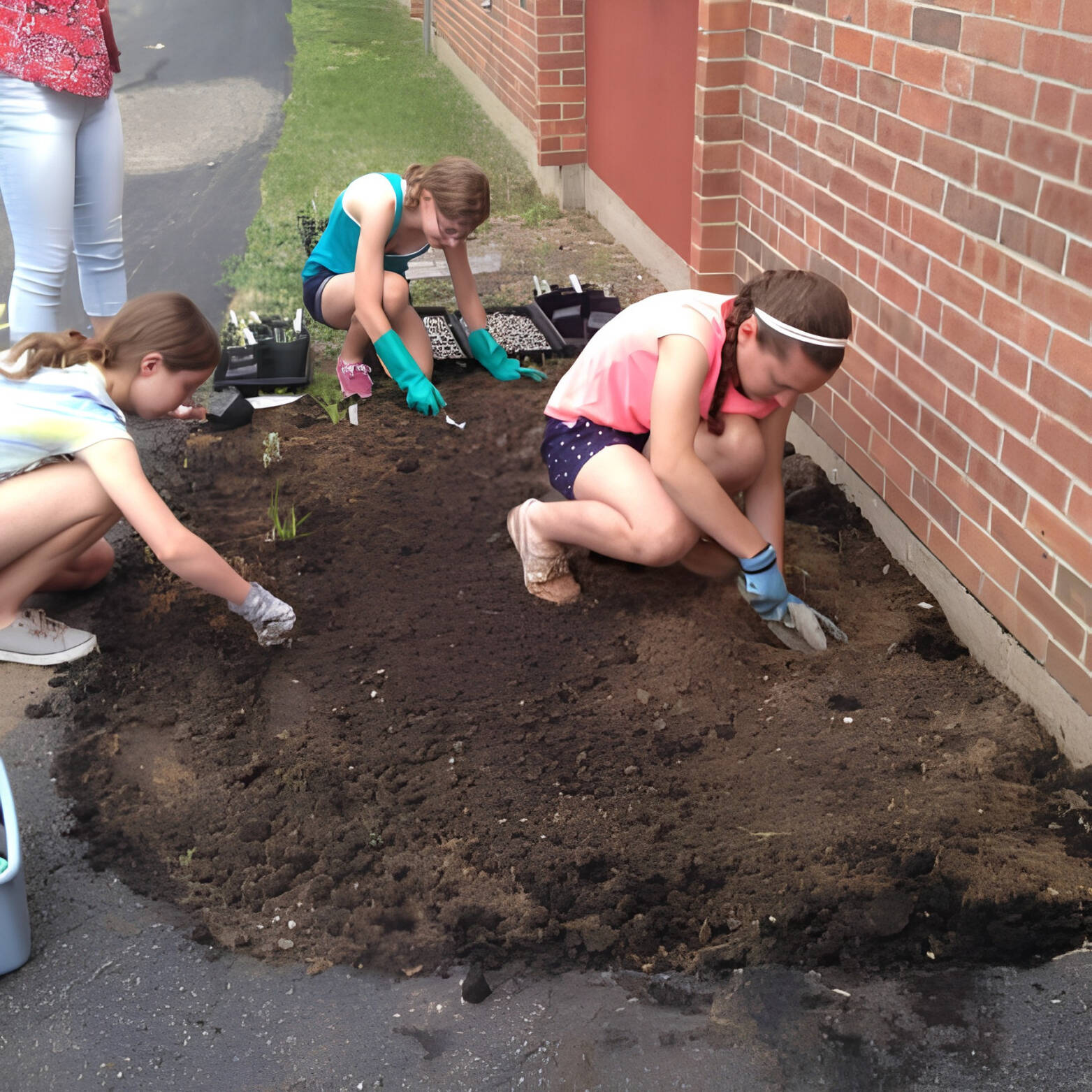 Two Students Gardening at All Saints